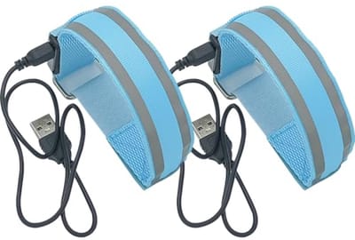 Set van 2 oplaadbare LED-armbanden - Reflecterend - USB-oplaadbaar - Voor hardlopen, fietsen, buitensport en concerten - Blauw