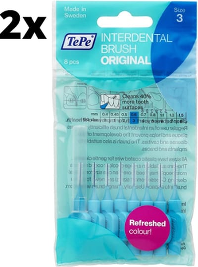 TePe Ragers Blauw 0,6mm - 2 x 8 stuks - Voordeelverpakking