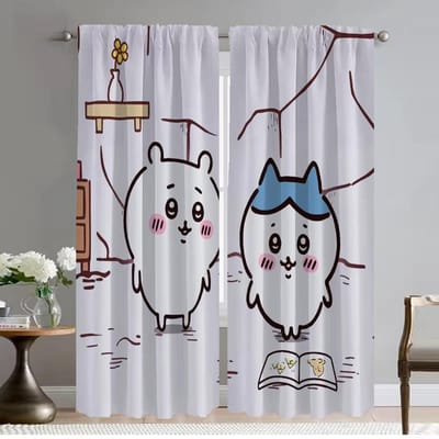 Keukengordijnen 2 Stuks Chiikawaes Verduisterend Gordijn voor Kamer 2 Paneel Schaduwen Home Interieurgordijnen Halloween Decoratie Woonkamer W50xH70cmx2pcs-CL gray