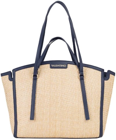 VALENTINO handtas schoudertas Demetra Shopping Bag Natur / Ross donkerblauw