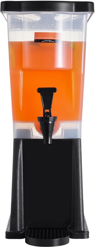 Drankdispenser, 3 Gallons, voor Feestjes, Kunststof, Standaard, Kraandeksel, Sap, Thee, Water, Restaurants, Hotels