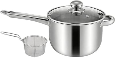 Kleine friteuse - Aanrecht pan - Thuis frituren - Roestvrij staal - 16.2 x 22.4 cm - Zilver