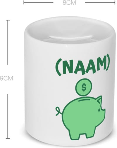 Akyol - groene piggy bank met eigen naam Spaarpot - Varken - iemand die van geld houdt - cadeau voor iemand die houdt van geld - verjaardagscadeau - gift - geschenk - 350 ML inhoud