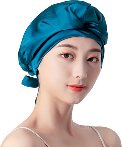 Livano Zijden Slaapmuts - Satijnen Nachtmuts - Silk Bonnet - Sleep Cap - Haarverzorging - Satin - Verstelbaar - Voor Zacht & Stralend Haar - Blauw