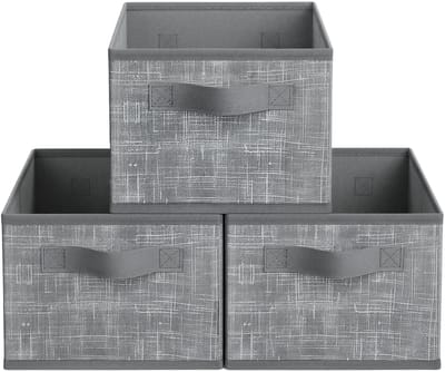 SONGMICS - Opbergbox - Opbergdoos - Set van 3 - Stoffen Boxen met 2 Handgrepen - Voor Kledingkast