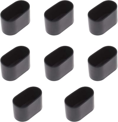 8x Ovale Stoel Poten Doppen Anti-Kras Rubber Onderzetters Zwart