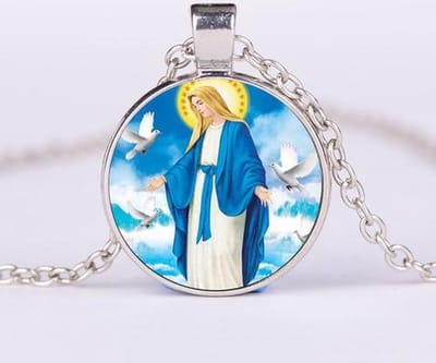 Ketting met hanger Maria Wonderdadige blauw