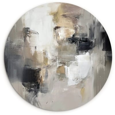 WallCircle® Wandcirkel 120x120 cm - Muurcirkel Kleurenpalet - Penseelstreken - Beige - Nevelig - Muurdecoratie woonkamer - Wanddecoratie slaapkamer - Kamer decoratie accessoires - Ronde schilderijen XXL