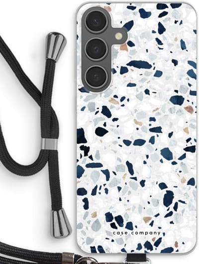 Case Company® - Hoesje met koord geschikt voor Samsung Galaxy S24 Plus hoesje met Koord - Terrazzo N°1 - Telefoonhoesje met Zwart Koord - Bescherming aan alle Kanten en Over de Schermrand