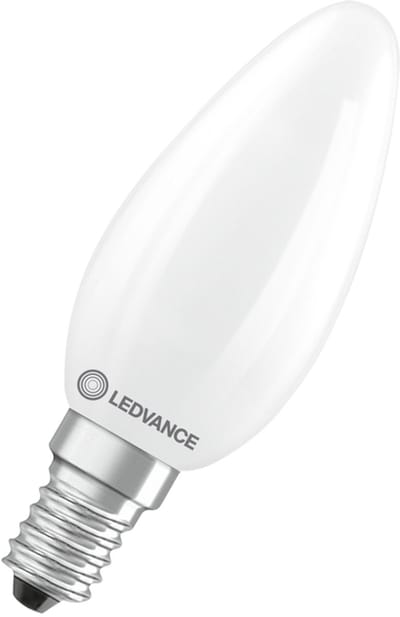 Ledvance LED Filament Kaarslamp E14 - 1.8W 250lm 2700K 230V - Mat Glas - Ø35mm - Geschikt voor hotels, klassiek interieur, kroonluchters