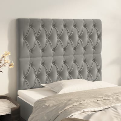 vidaXL - Hoofdbord - lichtgrijs - 90x7x118/128 - cm - fluweel