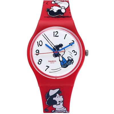Swatch Quartz Uurwerk 30M Waterbestendig Modehorloge 41Mm Wit Wijzerplaat Biogebaseerd Materiaal Kast Siliconen Band Unisex horloges SO28Z106 White Dial red