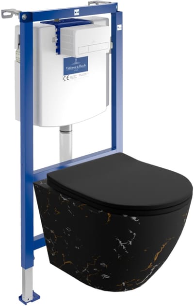 Villeroy&Boch Inbouwreservoir Complete Toiletset ViConnect H112 - Inbouw WC Hangtoilet Wandcloset SOFI SLIM FIRE - Bedieningsplaat Wit - Voorwandelement voor toilet - Installatiesysteem