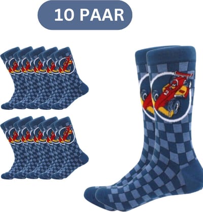 10x Racecar Formule 1 Sokken | Raceauto, Racesport | Maat 40/45 | 10 paar sokken voor mannen