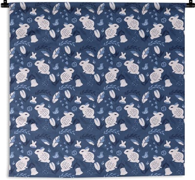 Wandkleed - Wanddoek - Konijnen - Scandinavië - Patronen - 180x180 cm - Wandtapijt