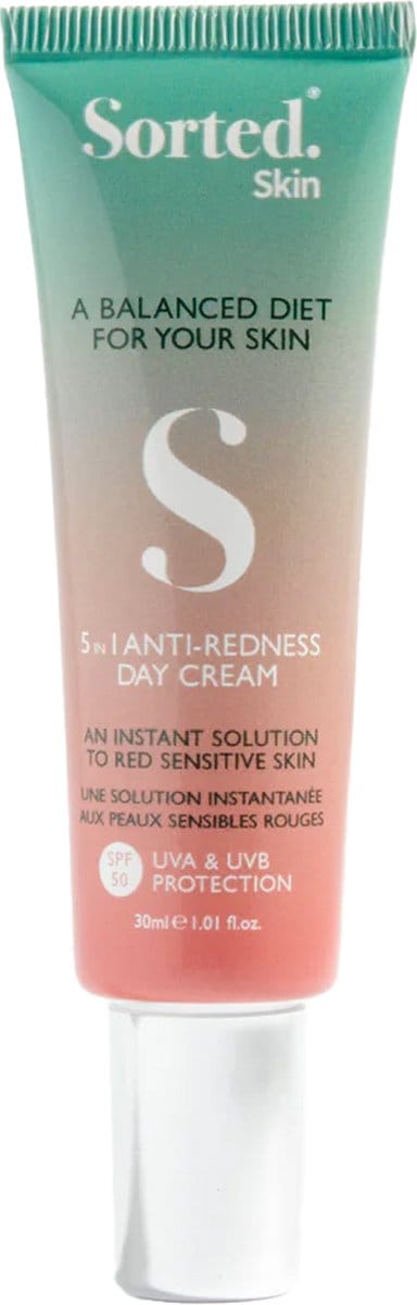 Sorted Skin - 5 in 1 Anti-Redness Day Cream - Natuurlijk - Kalmeert Rode Huid