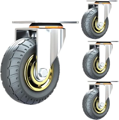 Industriële Zwenkwielen - Transportwielen Werkbank - Meubilair Verplaatsen - Massief Rubber - 5 inch - Zwart