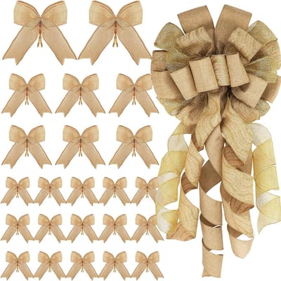 Grote Decoratieve Kerststrik voor Bomen, 36 Stuks in 3 Maten, Gingham Craft Ribbon, Perfect voor Kerstversiering en Feestelijke Decoratie