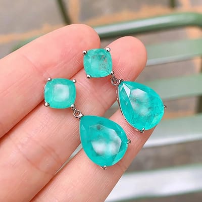 Kleur Paraiba Druppel Oorbellen voor Dames Toermalijn Smaragd Grote Druppel Oorbellen Luxe Designer Fijne Sieraden Kerstcadeau blue