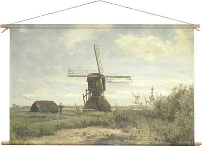 ‘Zonnige dag’ een molen aan een wetering | Paul Joseph Constantin Gabriël | Oude meesters | Kunst | Textieldoek | Textielposter | Wanddecoratie | 90CM x 60CM” | Schilderij