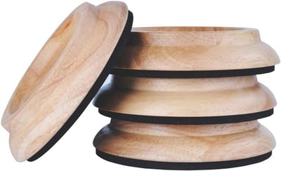 Premium Piano Zwenkbekers Set van 4 - Hardhouten Vloerbeschermers met Antislip en Geluidsdemping