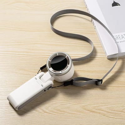 Draagbare Handventilator - 5-Snelheden Turbo Wind - Digitaal Led Display - 1800 Mah Oplaadbaar - Type-C - 180° Opvouwbaar - Wit