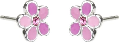 Traveller Oorbellen - Meisje - Bloem - Roze - Zilver 925 - Kristal - Preciosa Crystals - 6,5 cm - Lore - 545239