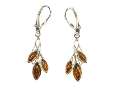 Zilveren oorbellen met sluiting Amber / Barnsteen 925 zilver