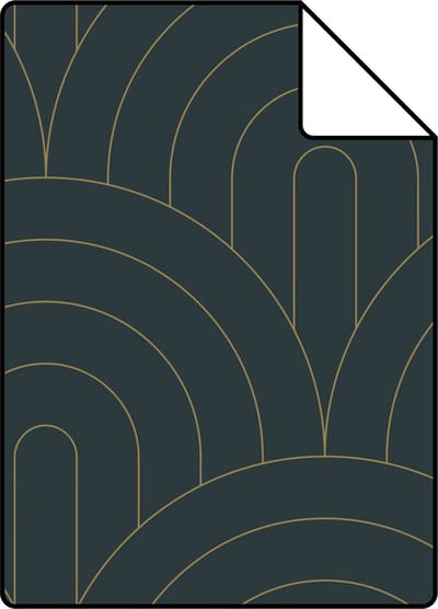 Proefstaal ESTAhome behang art deco motief donkerblauw - 26.5 x 21 cm - 139743-S