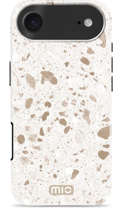 Mio by Mobilize Hoesje geschikt voor Apple iPhone Air MagSafe Telefoonhoesje Hardcase | Mio by Mobilize Backcover | Geschikt voor MagSafe | Geschikt voor Draadloos Opladen met Magnetische Ring | Geschikt voor MagSafe Case - Soft Terrazzo | Wit,goud