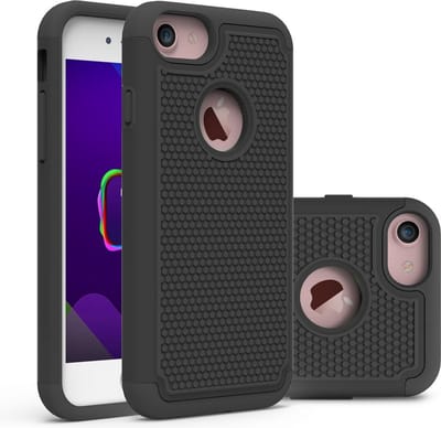 Peachy Stevig zwart hardcase siliconen nopjes hoesje geschikt voor iPhone 7 8 zwarte cover nopjes