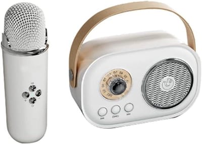 Karaoke Set - Zing Microfoon - Muziek Feest - Ingebouwde Speaker - 20 x 15 x 8 cm - Wit