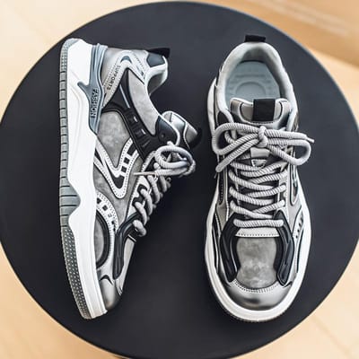 Heren Modieuze en Ademende Koreaanse Board Schoenen voor Trendy Dagelijks Woon-werkverkeer en Uitgaanskleding 39 grijze kleur
