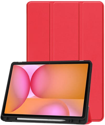 Hoesje - Geschikt voor Samsung Galaxy Tab S10 FE - Dun & Stevig - Trifold Bookcase - Hard Cover Case - Met Uitsparing Geschikt voor S Pen - Hardcover Book - Tablet Hoes - Rood