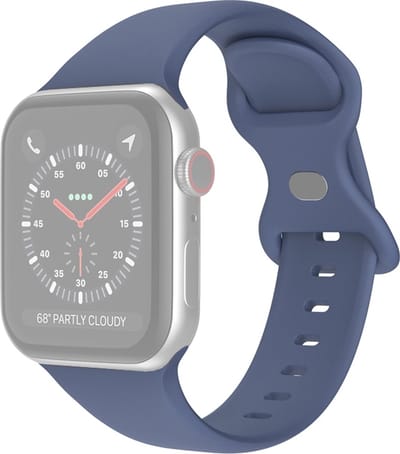 Siliconen bandje - geschikt voor Apple Watch 1/2/3/4/5/6/7/8/9/10/11/ SE (1,2,3) met maat 38 mm / 40 mm / 41 mm en 42 mm (Watch 10/11) - maat S/M - marineblauw