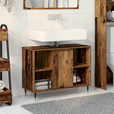 vidaXL - Badkamerkast - Oud - Hout - 80 - x - 33 - x - 60 - cm - Bewerkt - hout