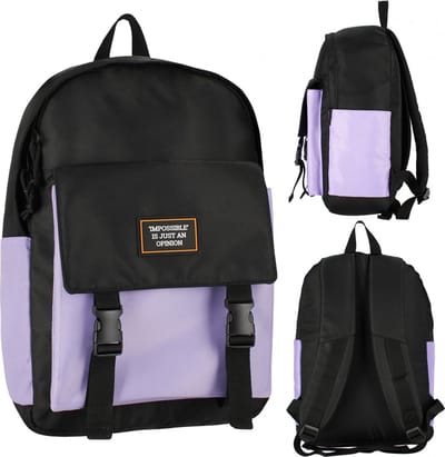 Paars-zwarte jeugdige verstijfde, rugzak, schoolrugzak voor meisjes 42x30x14 STARPAK, verstevigde rug.