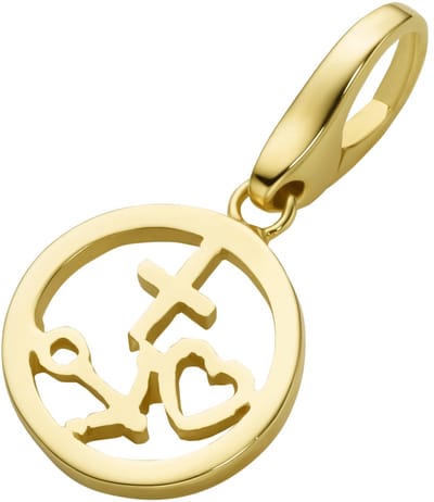 Giorgio Martello charm | bedel | Geloof Hoop Liefde 925/- Sterling Zilver geelgoud verguld | veerring | clipoog | karabijn | past aan de meeste bedelarmbanden
