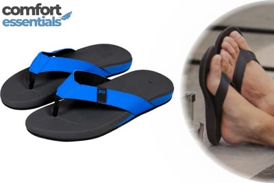 Comfort Essentials Slippers Heren – Grijs/Blauw – Maat 41 – Teenslippers – Slippers Met Ergonomisch Voetbed