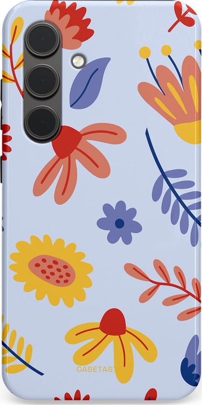 Casetastic hoesje geschikt voor Samsung Galaxy S24 - Dubbellaagse bescherming - Bloemenval - Fashion Case - Lavendel Goud Terracotta