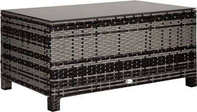 Outsunny Rattan Salontafel - Metaal - 85x50x39cm - Grijs