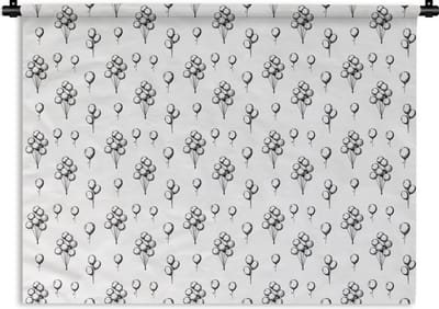 Wandkleed - Wanddoek - Ballon - Patronen - Zwart Wit - 120x90 cm - Wandtapijt
