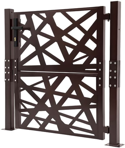 Tuinpoort – Voor huis, tuin & patio – Staal met geometrisch patroon, hoogtemperatuur gebakken verf, veiligheidshek – Bruin (105×100 cm)