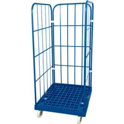 Rolplaat, kunststof, met 2 zijhekken en 1 achterwand, hoogte 1650 mm, gentiaanblauw RAL5010