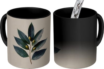 Magische Mok - Foto op Warmte Mokken - Koffiemok - Laurierbladeren - Bloemknoppen - subtiel - Magic Mok - Beker - 350 ML - Theemok