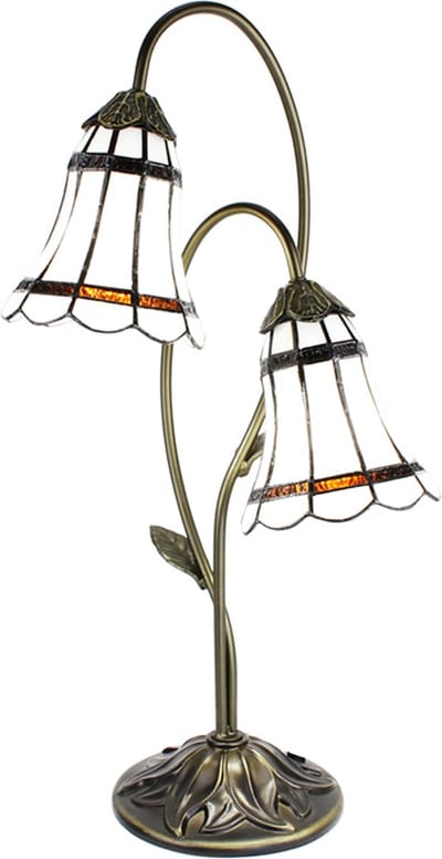 Lumilamp Tiffany Tafellamp 61 cm Bruin Wit Polyresin