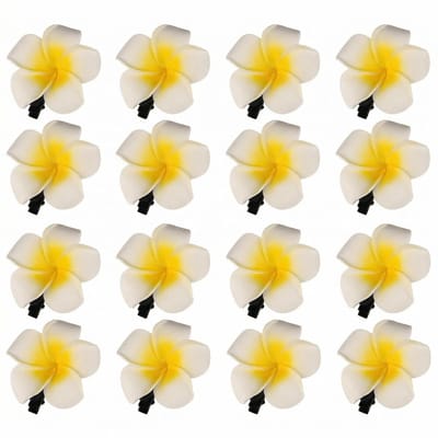 Dailygoody - 12 Stuks Haarspeldjes - Tropische Boheemse Stijl - Geel - Foam Bloemen - Perfect voor Bruiloft en Feest - Haaraccessoires voor Vrouwen