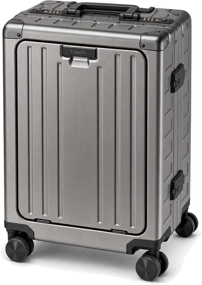 Groofy Pinnacle 1619 Aluminium Handbagage Koffer 20 Inch Grijs/Gunmetal - Reiskoffer 55cm - 4 Spinner Wielen - TSA Slot - Pure Aluminium Trolley