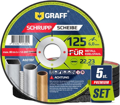 5x Doorslijptol Schijven 125mm Professioneel voor Metaal RVS en Inox