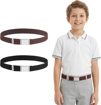 2 Stuks Kinderen Elastische Riem voor Meisjes en Jongens met Vierkante Gesp - Verstelbare Riem voor Jeans, Broeken en Korte Broeken